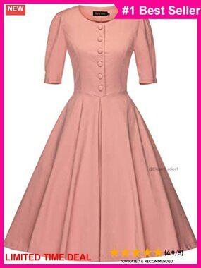 1950s Retro Swing Midi Dress with Pockets